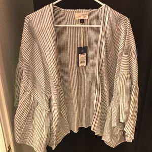 White & Blue Stripped Kimono